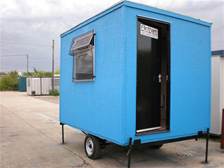 Blue mobile site cabin