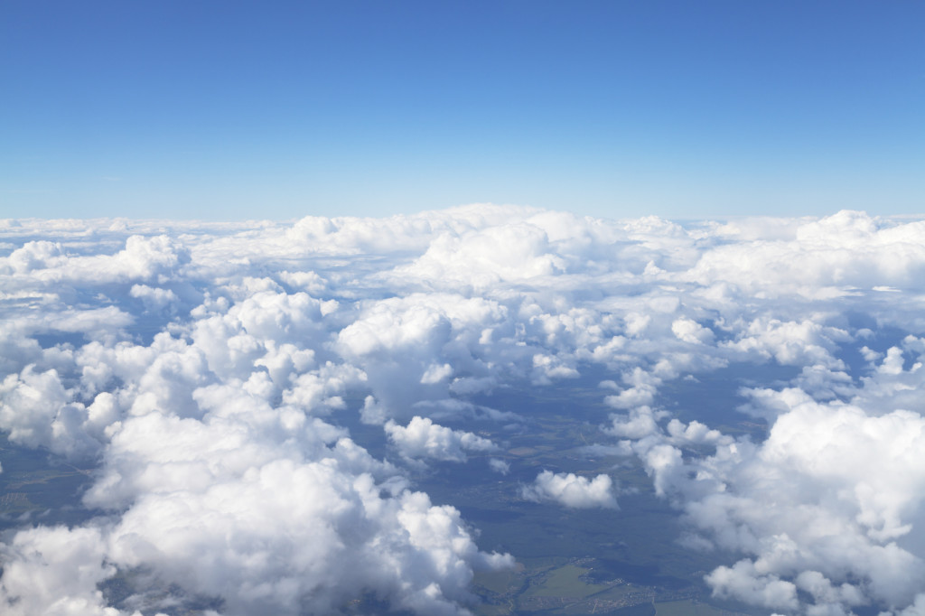 above view of white clouds in blue sky
