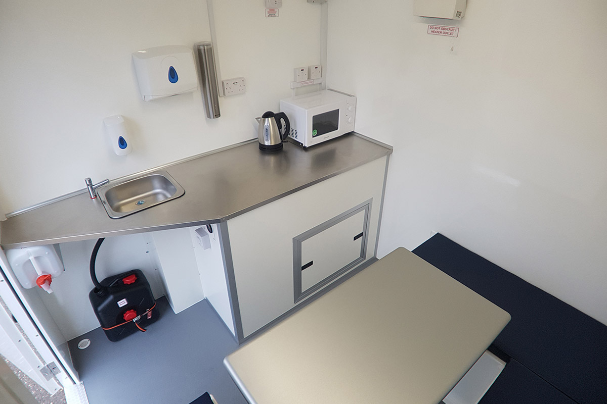 Kitchen in one of the site welfare units from Flintham Cabins