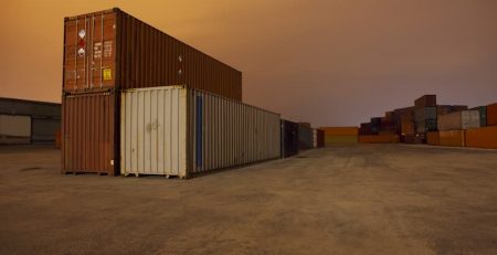 empty shipping container yard